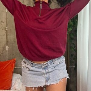 men's orvis burgundy quarter-zip sweater